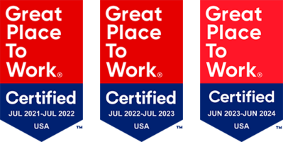 Gama 15 logo with all 3 badges-2023 Great Place to Work Certifications 2021-2024
